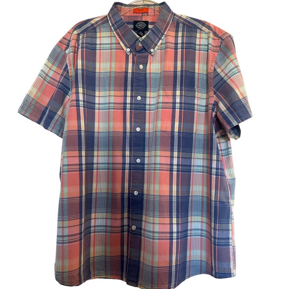 St. John's Bay Multicolor Plaid Short-Sleeve Button-Down Shirt Men’s XXL casual